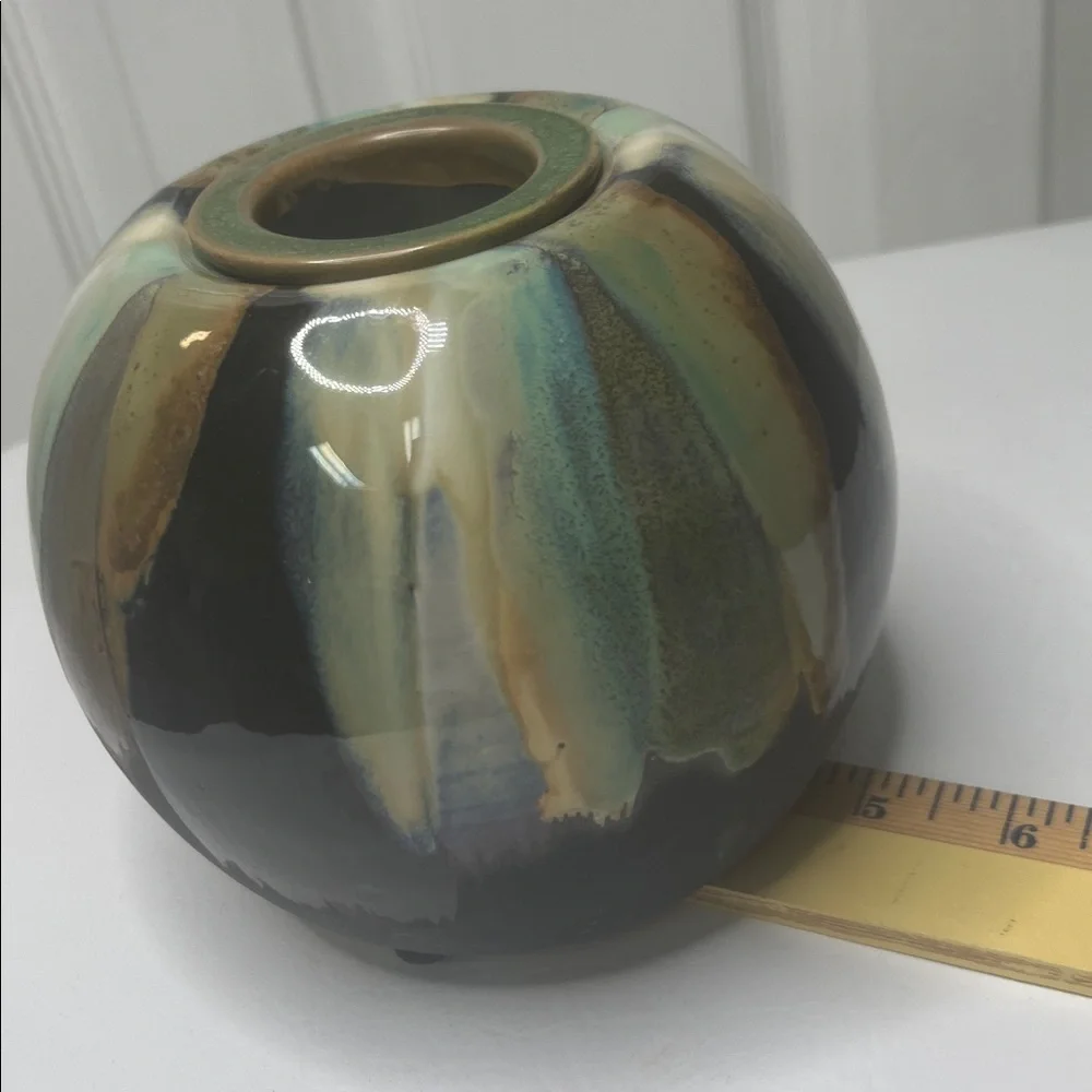 Drip Glaze Flower Frog Vase Earth Tones